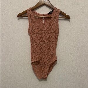 Forever 21 Pink Floral Lace Bodysuit Size S